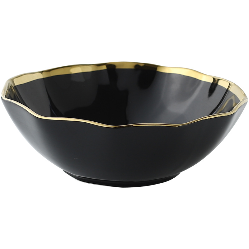Hot Sale in Overseas Ruili RL-R190807 in Black and White Color Ceramic Bowl, Spoon, Ceramic Plate Dinnerware
