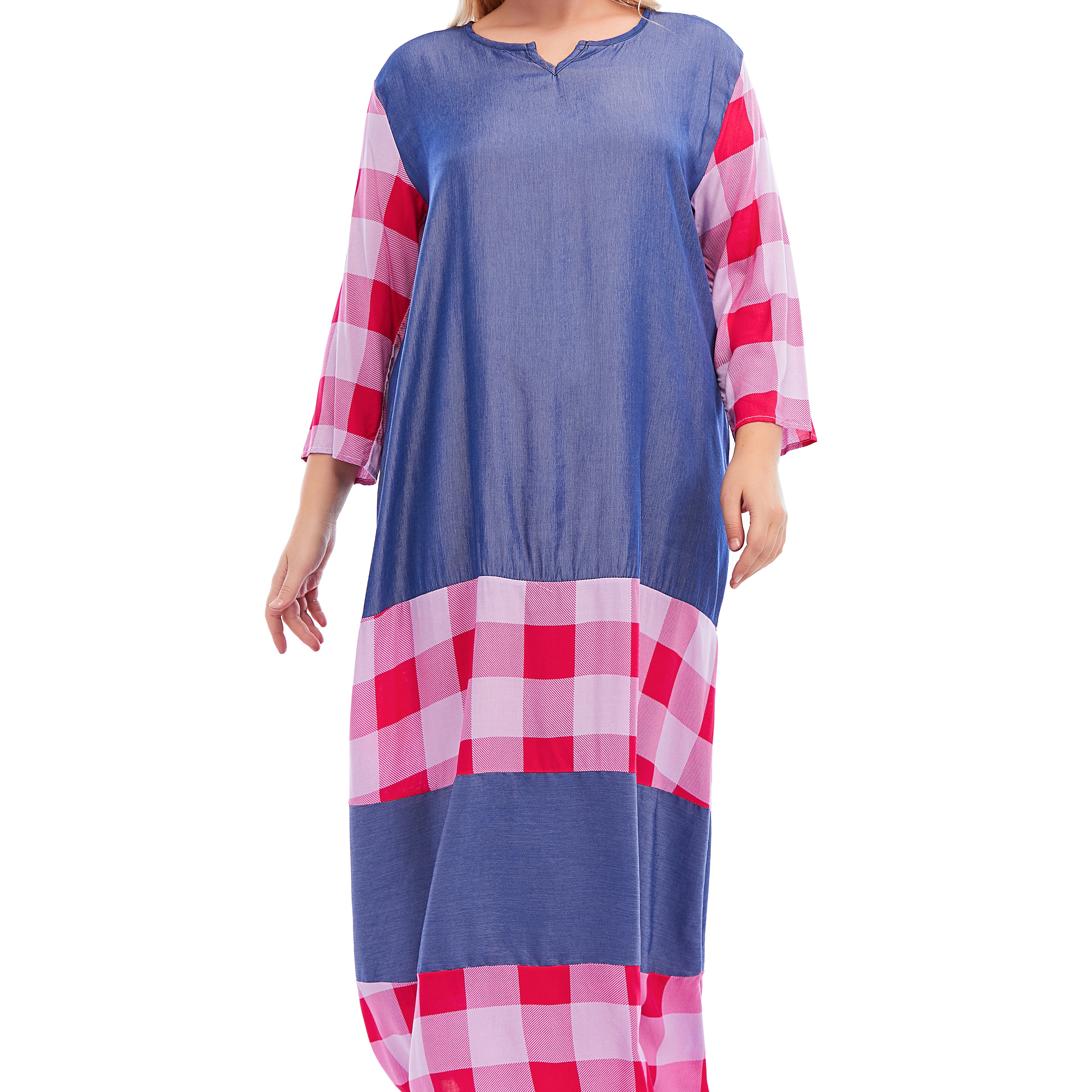 Fashion Denim Kaftan Robe African Nigeria Maxi Dress Cotton Caftan African Tanzania Wear Plus Size Women Cotton Kaftan Clothing