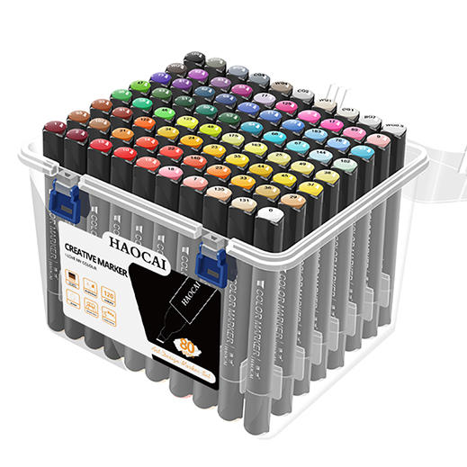 HAOCAI OEM Multi-colors Alcohol Marker Rainbow Art Marker Pens Set Dual Tips Permanent Ink Fancy Plastic Waterproof Colored Free