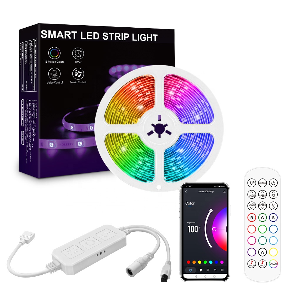 Управление мобильным телефоном DC12V 3A 5 м 150 светодиодов SMD 5050 RGB CCT Wi-Fi Смарт) Светодиодная лента с usb-питанием Alexa с функцией музыки