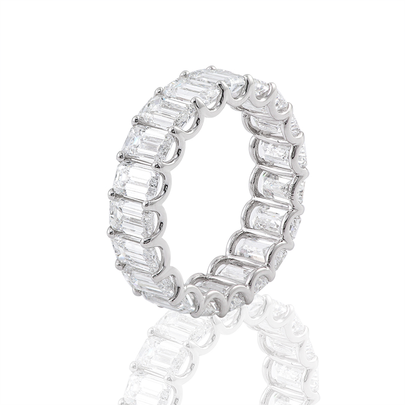 Super clear colorless 3x5 emerald cut diamond eternity band in PT950 setting eye catching lab diamond jwellery fine bijoux