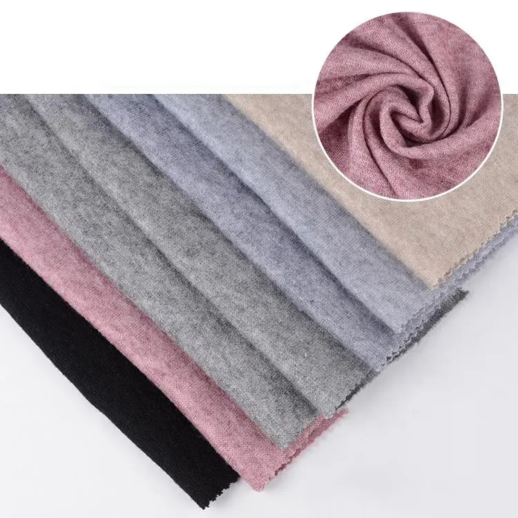 Warm textiles rayon nylon sweater melange soft knitting brushed knit fabric