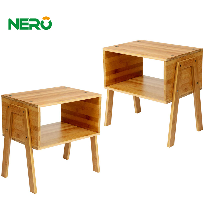 Household bamboo large capacity bedside table storage table