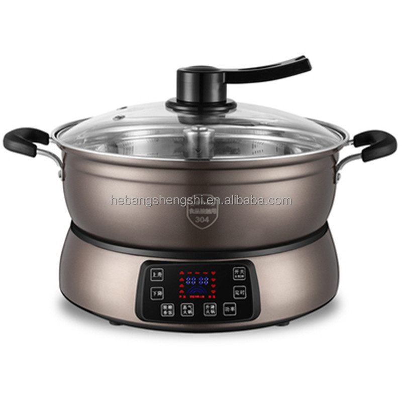 new design multifunctional 6L intelligent lifting hotpot electric stainless steel rice cooker