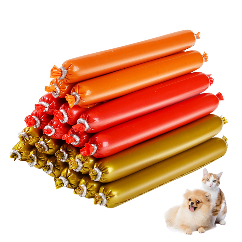 Factory Wholesale Bulk 15g Pet Snacks Ham Sausage Chicken Beef Duck Fish Flavors Dog Cat Food Pet Treats Pet Ham Sausage