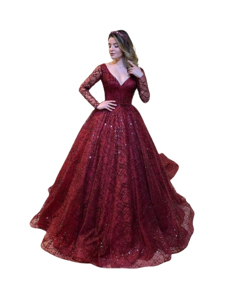 Green Shinny Wedding Party Dresses 2021 Lady V Neck Long Sleeve Mother of The Bride Dress Blue Formal Evening Vestido Ball Gown