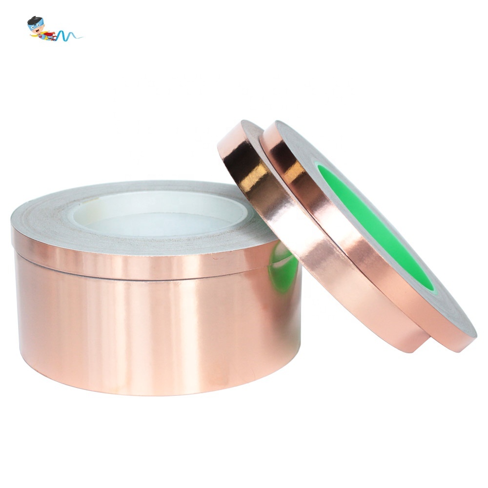 2- Recyclable Heat Resistant Single or Double Sided Conductive EMI Shielding Against Slug Snail Copper Foil Self Adhesive Tape