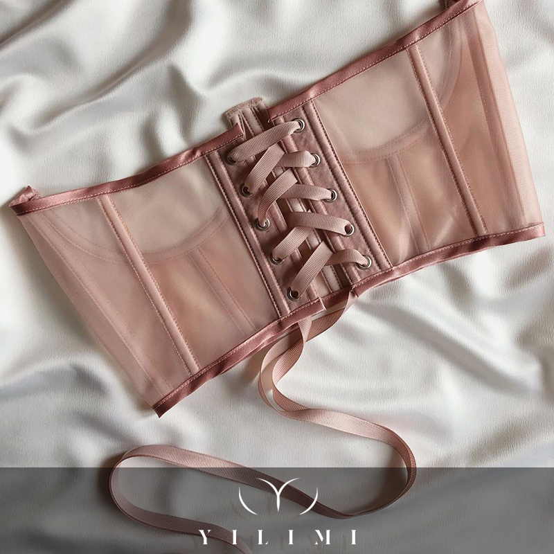 YILIMI High Street Women's Camisole Sheer Gauze Open Bustier Bra Cropped Tops Thin Underwear
