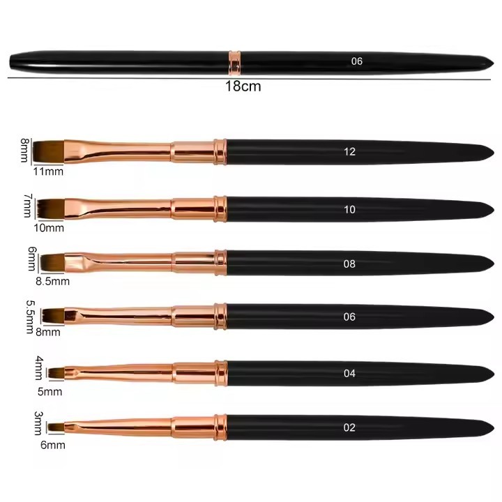 High Quality 6Pcs Manicure Pen Nail Art Brushes Wide Head Drawing Nail Brush Acrylic Liner Brushes For UV Gel