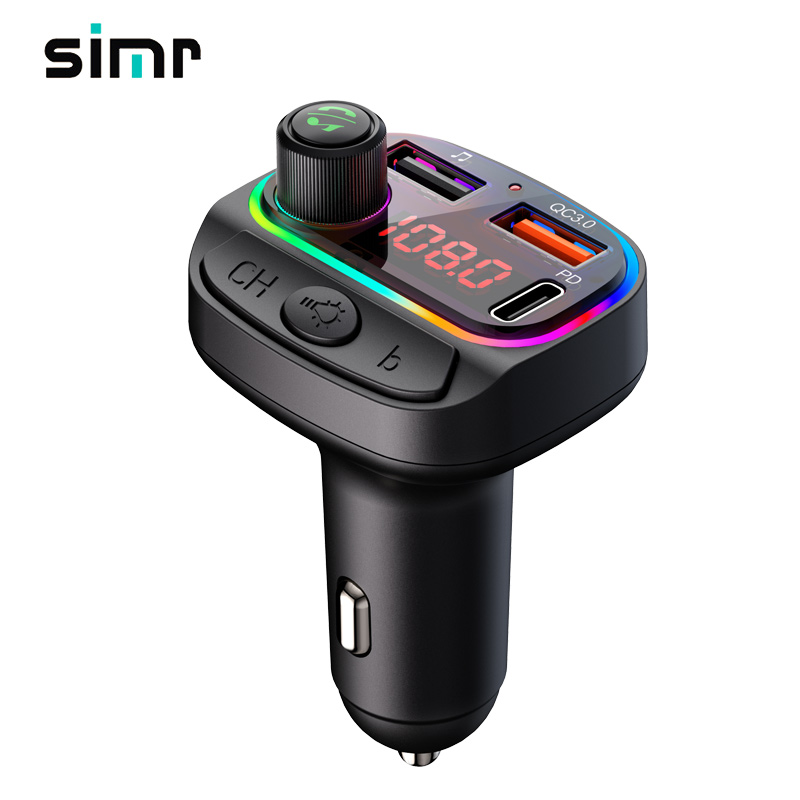 Simr EQ molde цветной атмосферный свет QC3.0 PD Type-C автомобильное зарядное устройство с синими зубьями автомобильный комплект Автомобильный MP3-плеер