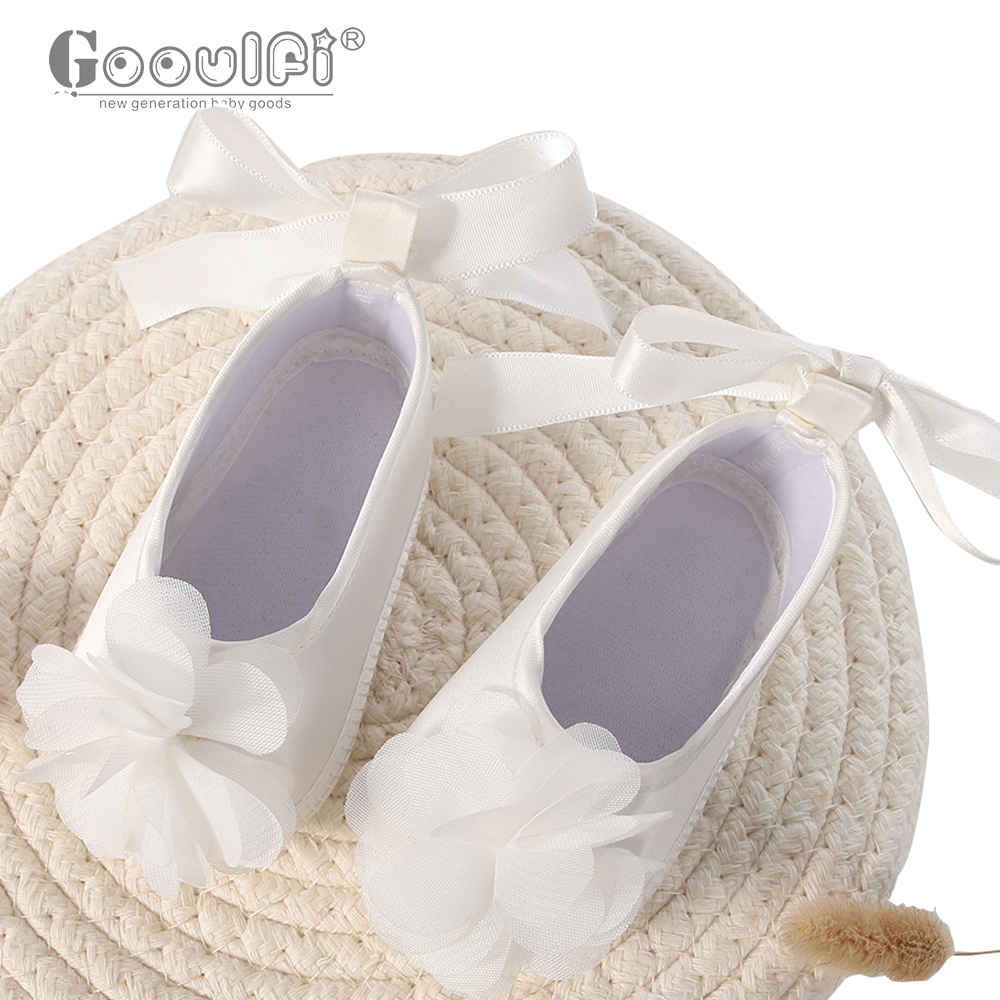Wholesale Baby Girl Christening Shoes Newborn Luxury Baptism Princess Plain Shoes White Baby Soft Shoes