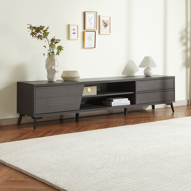 Home Nordic Style Storage TV Stand Wood Grain Cabinet for Small Apartments