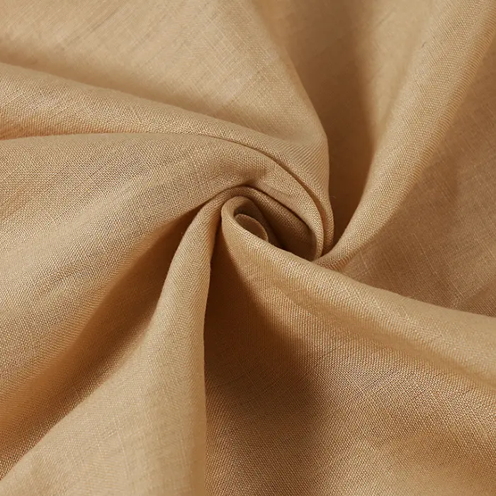 100% linen healthy fabric for fresh spring and summer shirt dress, pure color fabric