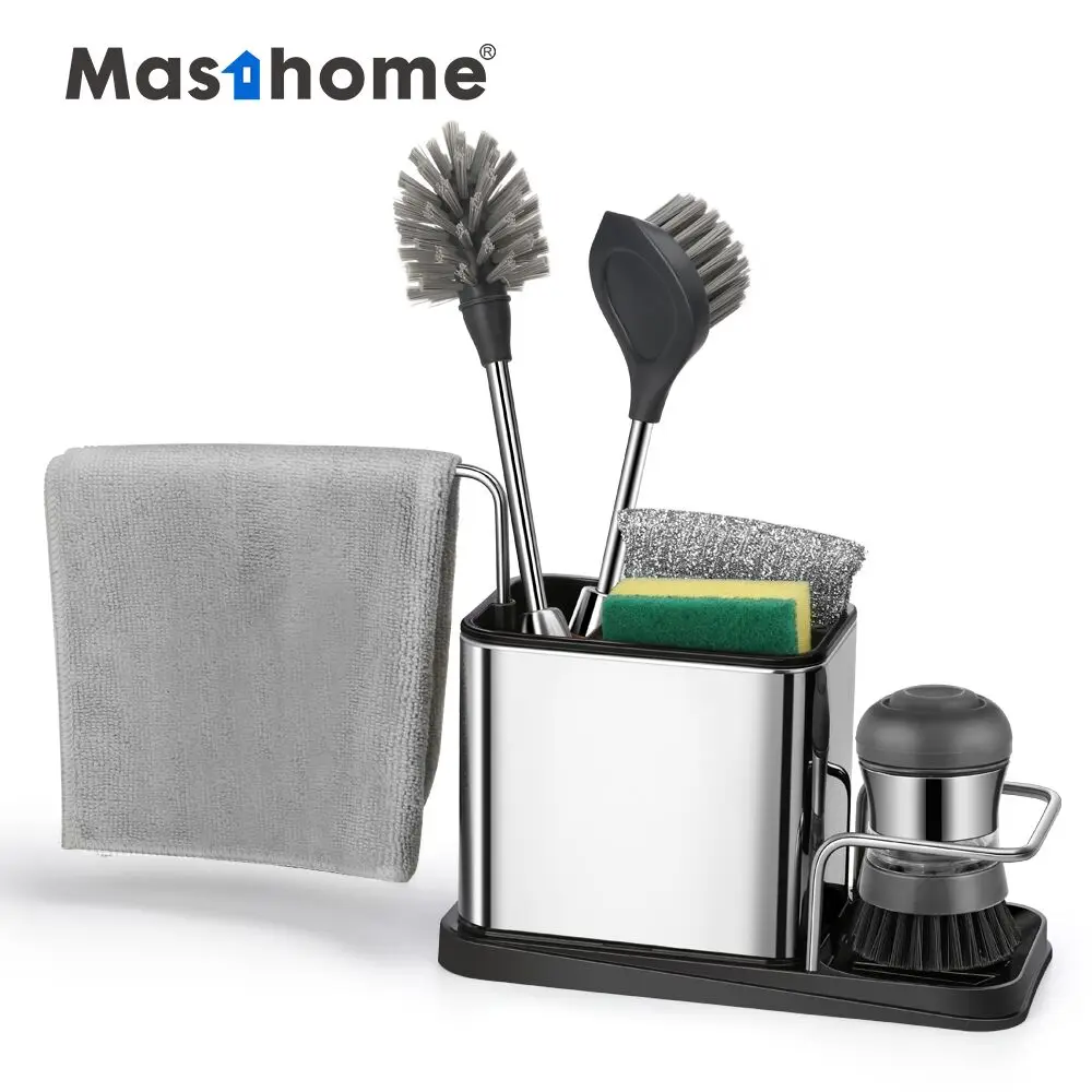 Кухонная металлическая раковина Masthome, кухонный Органайзер с губчатым держателем