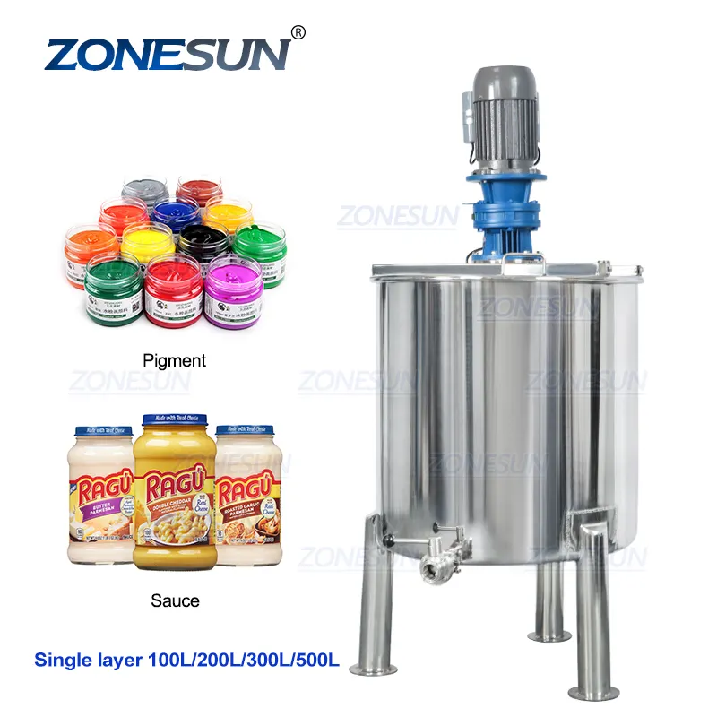 ZONESUN 100L 200L 300L 500L Sanitary Stainless Steel Vertical Cosmetic Liquid Chemical Mixing Equipment Tank