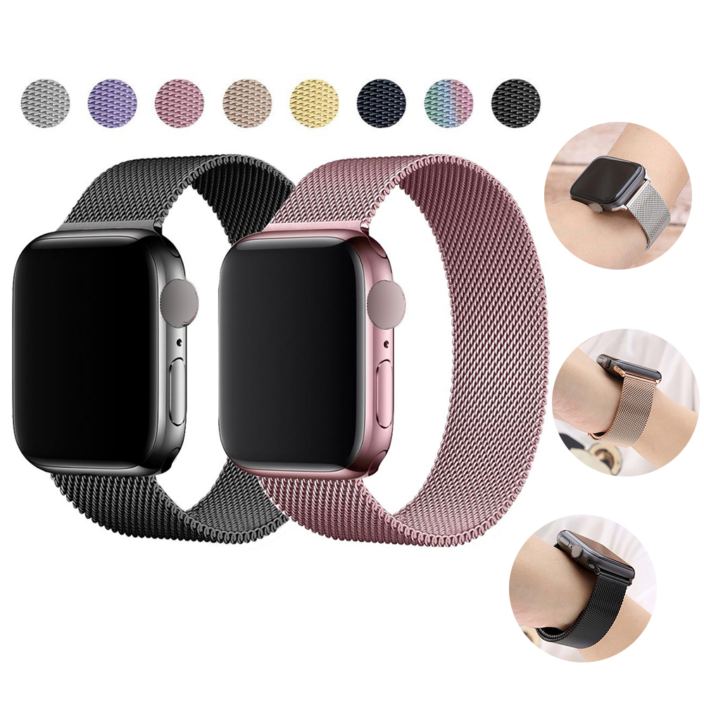 Сетка из нержавеющей стали магнитный Миланская петля ремешок для Apple Watch серии Se 6 5 металлический браслет для Iwatch 40 44 мм
