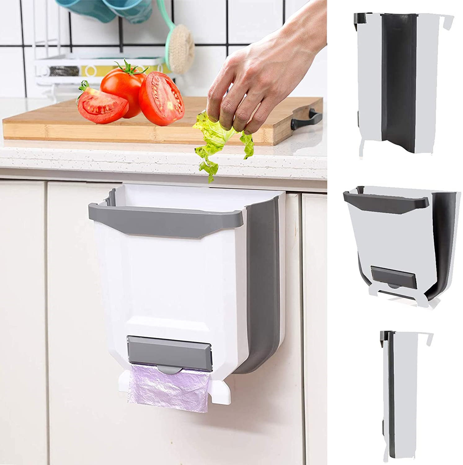 USSE подвесная кухонная мусорная корзина, складная корзина для мусора, складная Мини-подвесная мусорная корзина для шкафа/автомобиля/спальни/ванной комнаты, 2,4 галлон