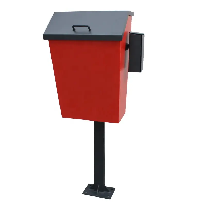 Surface mounted outdoor metal dog waste bin pet waste bin with plastic bag box iron trash bin dog waste