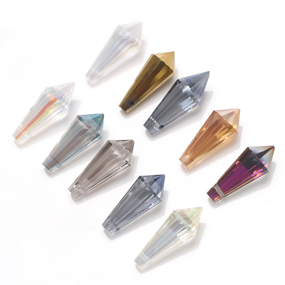 Zhubi 8X20MM Pointed Drop Glass Beads for Jewelry Making Bulk Metallic Crystal Pendant Drop Beads for DIY Crafts