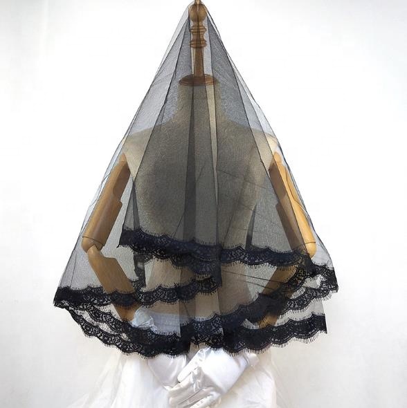 White Bride wedding Long Veils Halloween Masquerade Black Spoof Veils Lace Edge