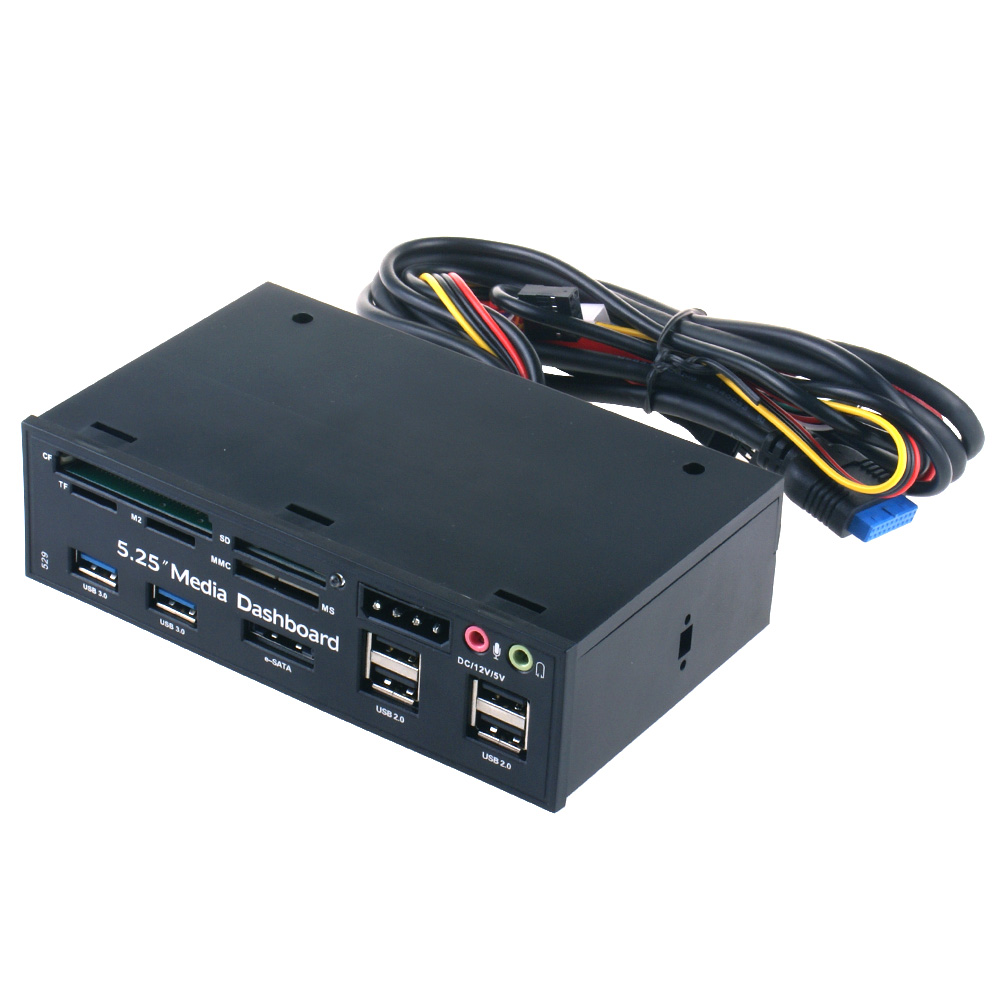 Оптовая продажа, 5,25, многофункциональная медиа-панель, USB3.0 ESATA SATA порты, передняя панель для настольного компьютера