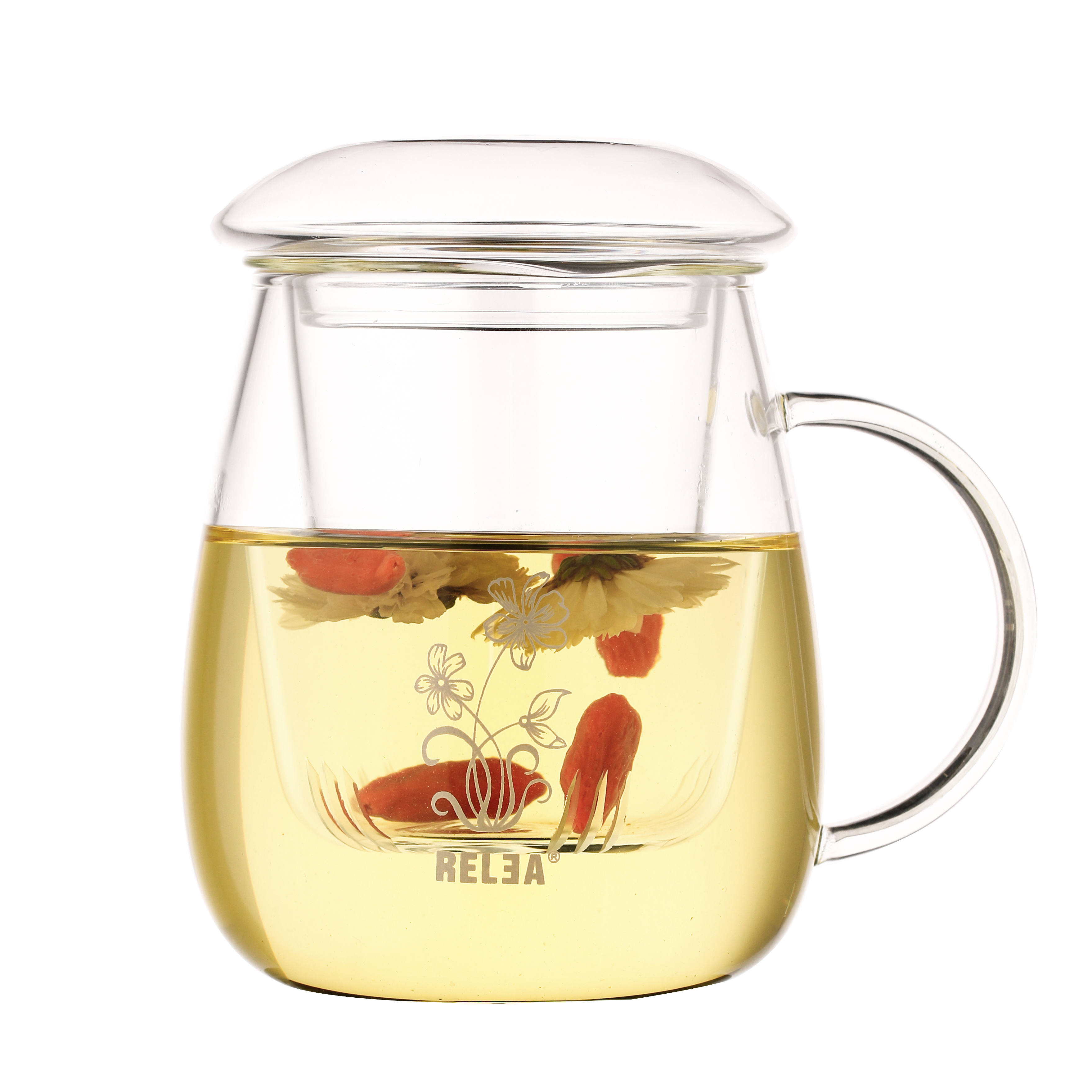 RELEA borosilicate tea glass cup with handle 300ml