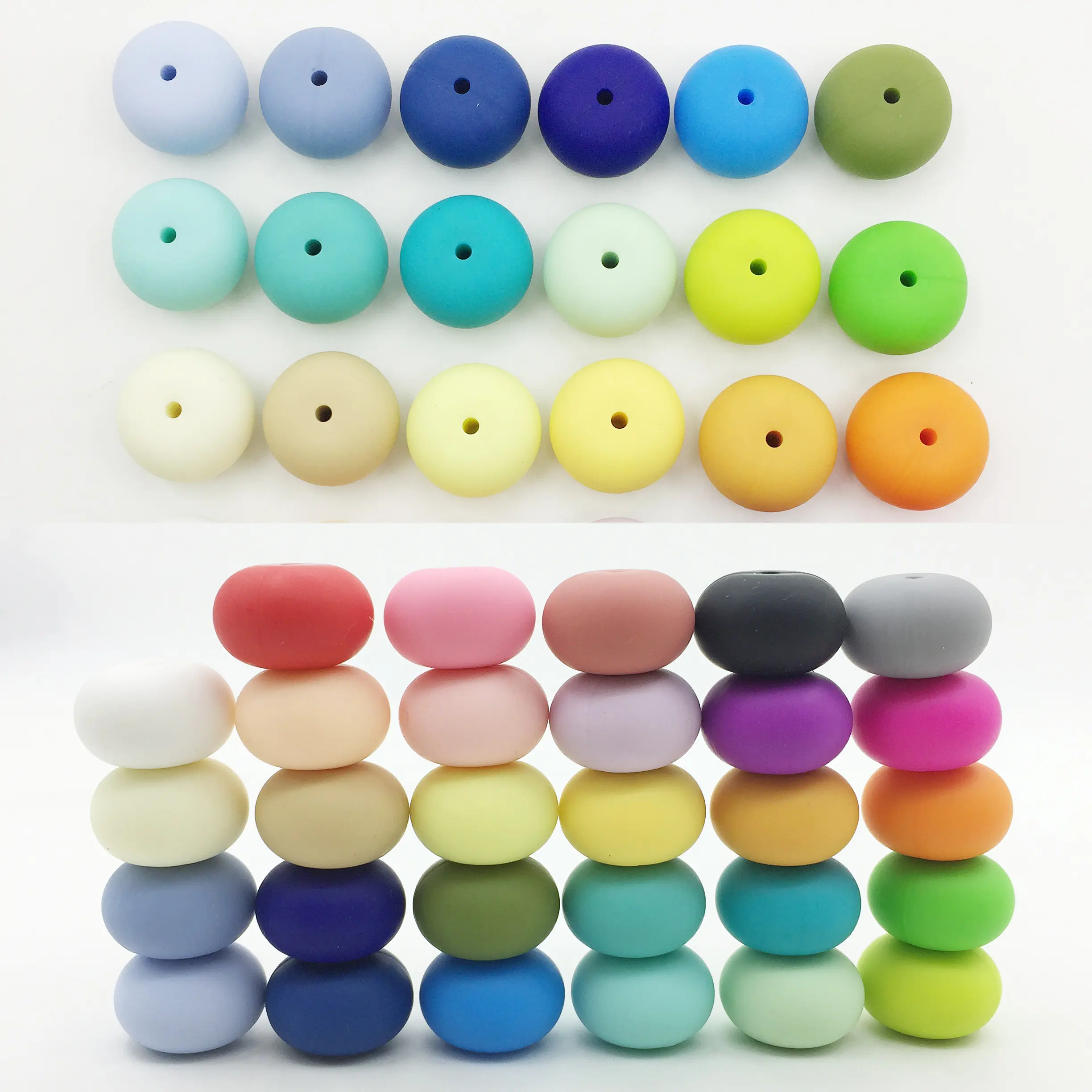 BPA Free Custom Large Size Soft Flat Abacus Silicone Beads Wholesale