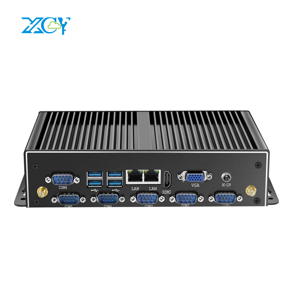 XCY промышленный компьютер J1900 четырехъядерный 2 ethernet 6 RS232 встроенный ПК безвентиляторный портативный компьютер