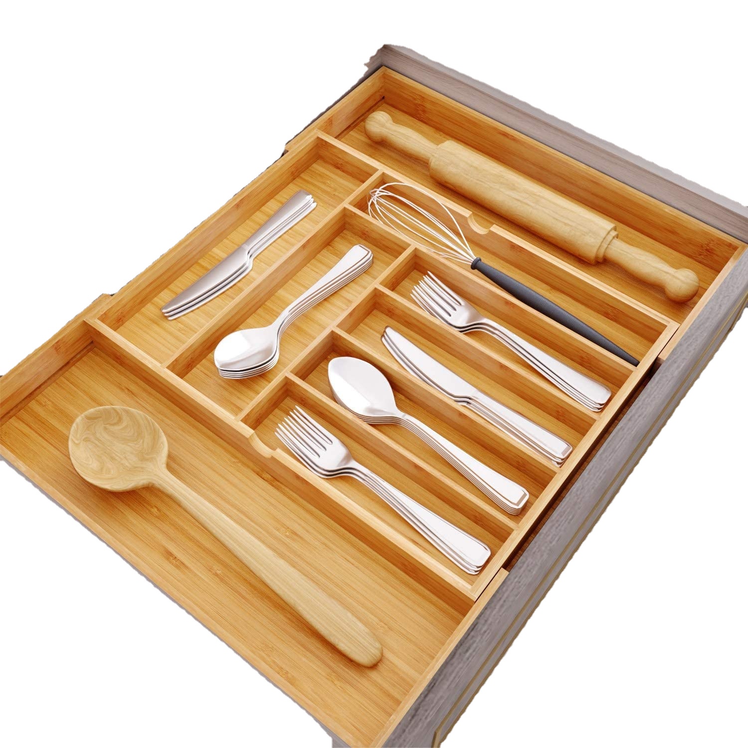Bamboo adjustable cutlerytableware multifunctional storage holders   racks box