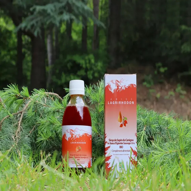 LAGRIRHODON Canigo High Quality French Fir Tree Rosehip Syrup Premium Food France Resin Flavour Sweet Taste Bottle Packaging