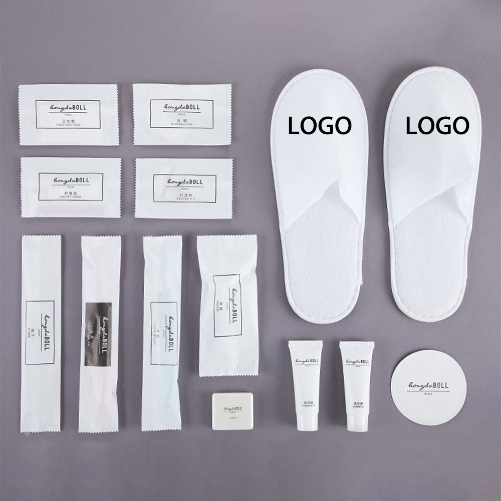 Wholesale Custom Airbnb Disposable Unisex Slippers Wash Set Hotel Luxury Bathroom Shampoo Toiletries Amenity Hotel Supplies