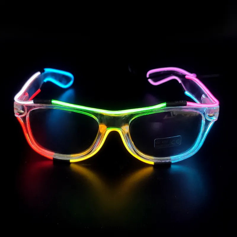 Best Selling SUNJET Custom Logo Flashing Led EL Glasses, Light Up Sunglasses For Party