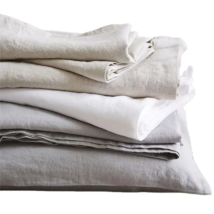 Low Price and MOQ Set of Dyed 100% natural pure flax linen Bed Flat Sheet