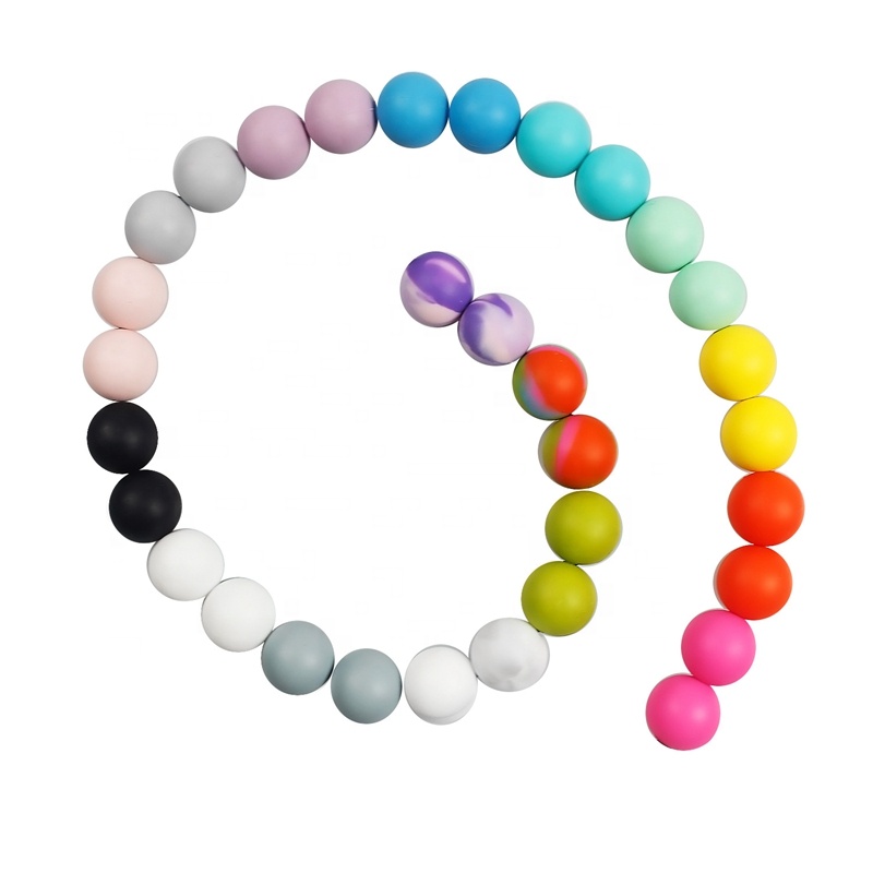 Marble 15mm Marbeled Navy Rouund Wholesale Print Rainbow Silicone Beads