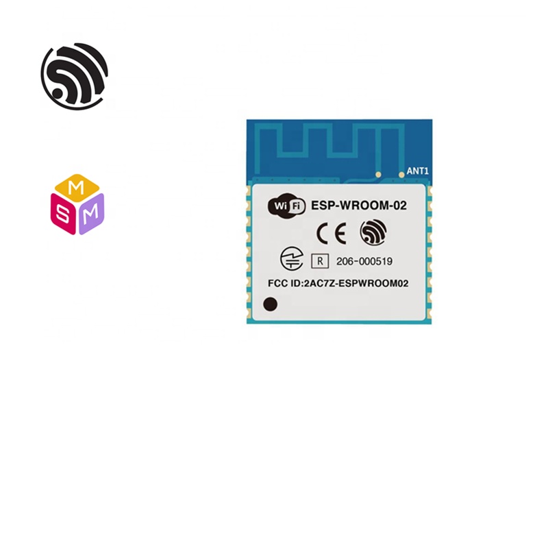 Espressif Systems 32-bit MCU 2.4GHz WiFi +19.5 dBm UART GPIO I2S I2C SDIO PWM ADC SPI Serial port 2MB(16Mbit)Flash ESP-WROOM-02