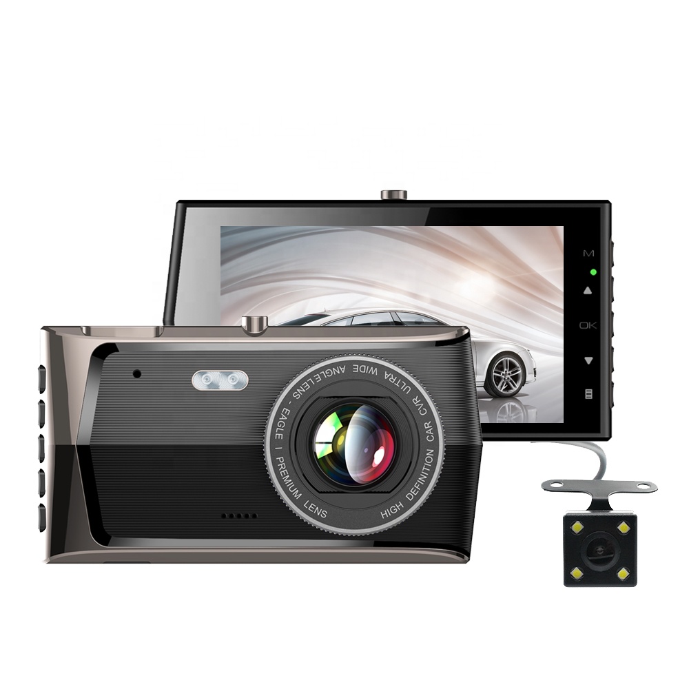 Видеорегистратор GT43 с IPS экраном, Автомобильный видеорегистратор FHD 4,0 дюйма 1080P, камера ночного видения с двумя объективами