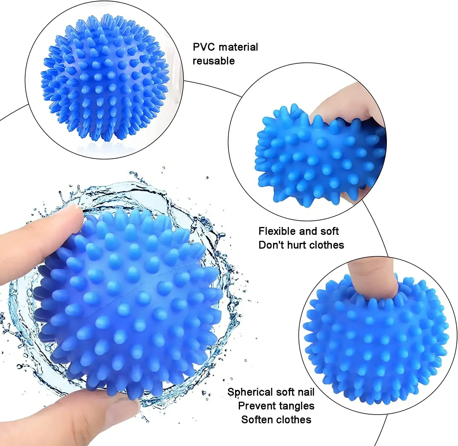 PVC Dryer Ball Reusable Laundry Ball Washing Machine Drying Fabric Softener Ball for Home Clothe Cleaning Tool Accessrices