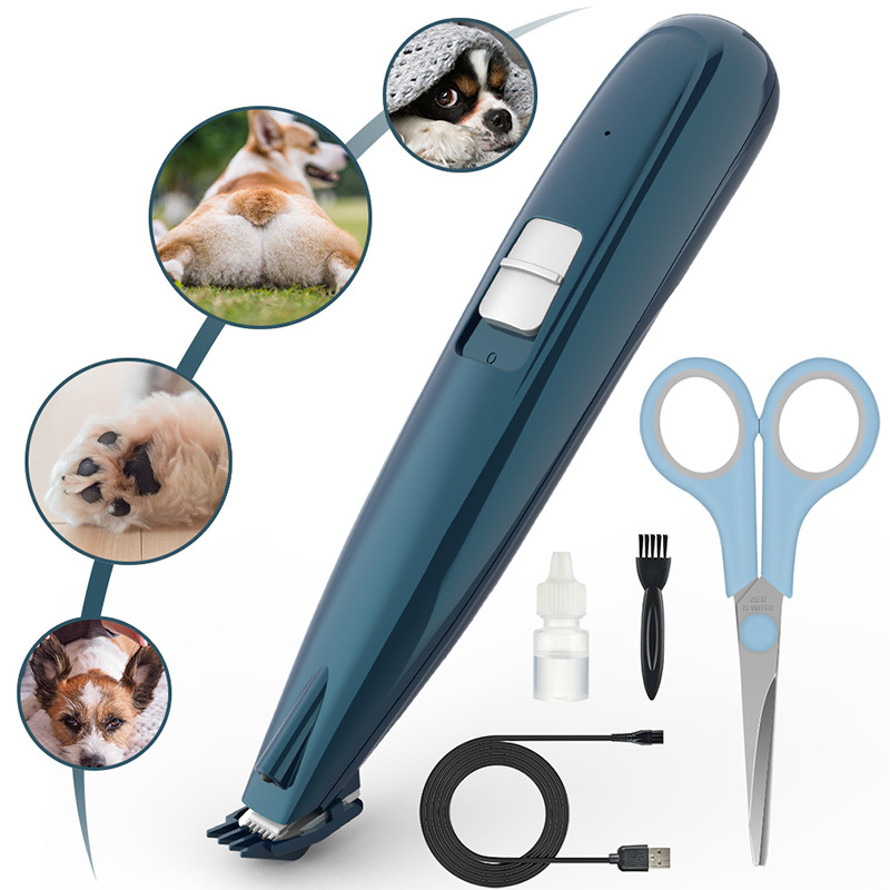 Electrical USB Pet Dog Foot Hair Grooming Trimming Clipper With LED light Shaver Scissors