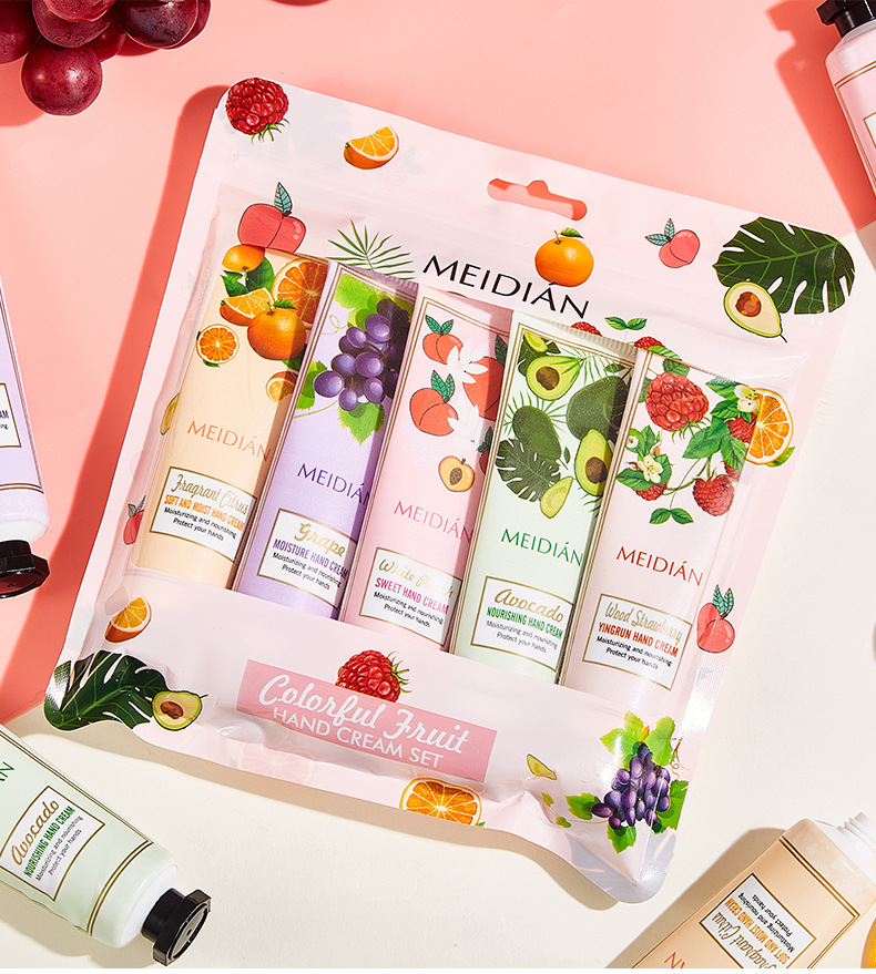 MEIDIAN Fruity Scented Moisturizing Hand Cream 5pcs/set Whitening Firming Nourishing Anti Aging Skin Care Hand Cream Wholesale
