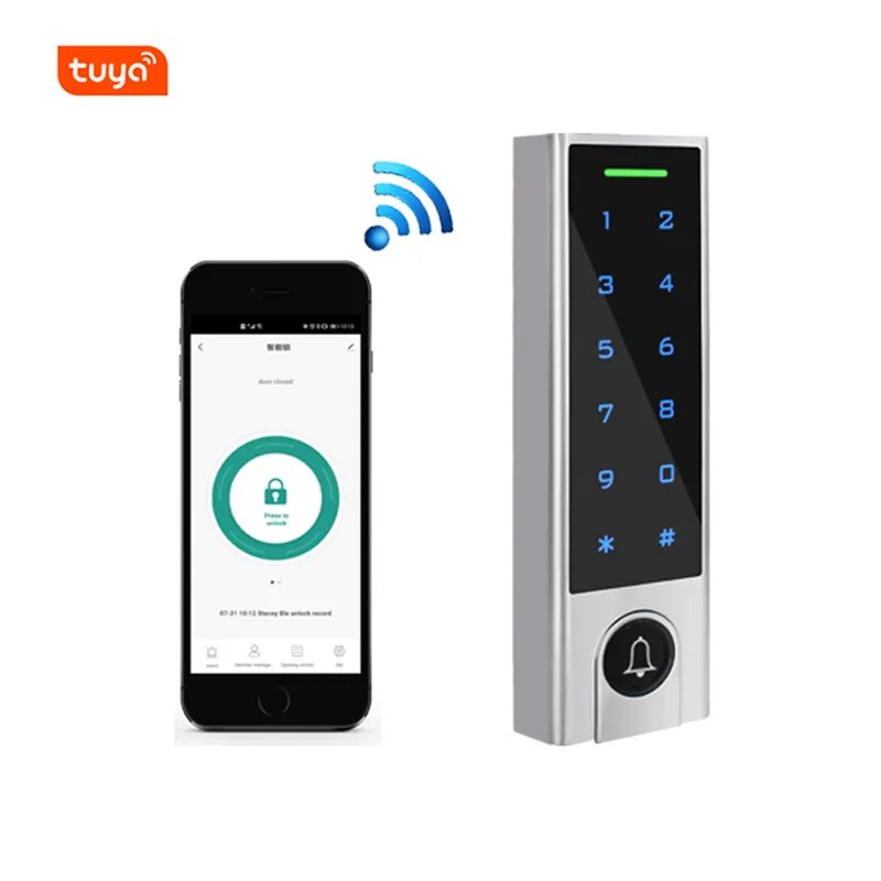 Смарт-карта доступа Tuya, Wi-Fi, Bluetooth, RFID-карта, сенсорная клавиатура управления доступом, 125 кГц, 4 ~ 6 цифр, EM-карта/бирка, 9 ~ 18 В постоянного тока, Joytimer