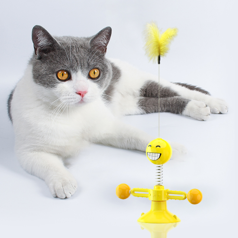 Игрушки для домашних животных для котят, котенок, выдвижной игрушечный тизер для кошек, палочки с присоской, пушистые перья, мяч