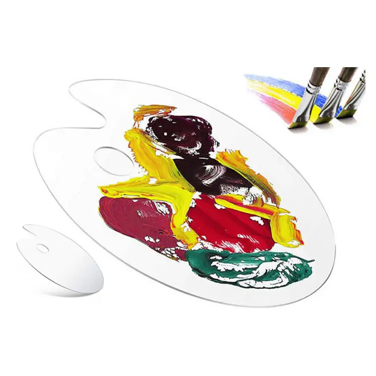 Plastic Artist Clear Acrylic Perspex Art Painting Color Mixing Palette Transparent Oval-shaped Acrylic Sheet Paint Palette