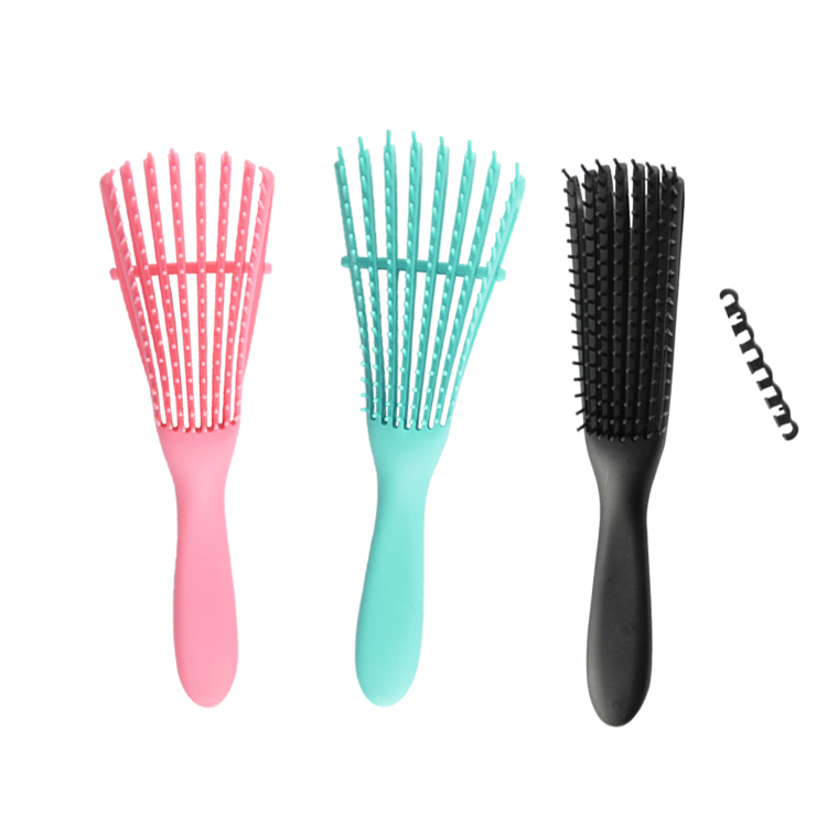 Escova Polvo афро Осьминог 8 рядов Wet Detangler класса люкс щетка для гибкий Detangling щетки для волос для женщин