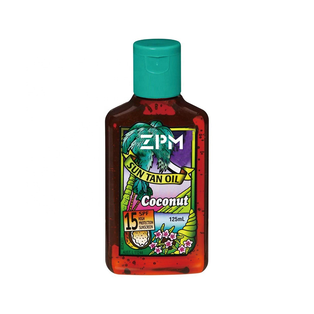 ZPM OEM/ODM Private Label Лидер продаж органические кокосовое масло для загара средства ухода за кожей загара Лосьон Deep Dark Sun Tan масло с SPF6 15