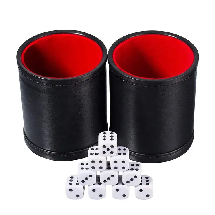 Beer Promotional Gift Custom Bar Casino KTV Liar Games Plastic Shaker Leather Dice Cup