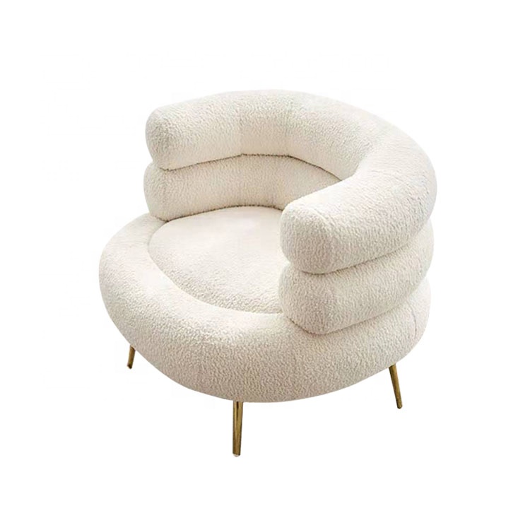 Modern white Velvet Fabric Upholstered Arm Chairs Luxury accent chair with 4 golden stainless steel legs