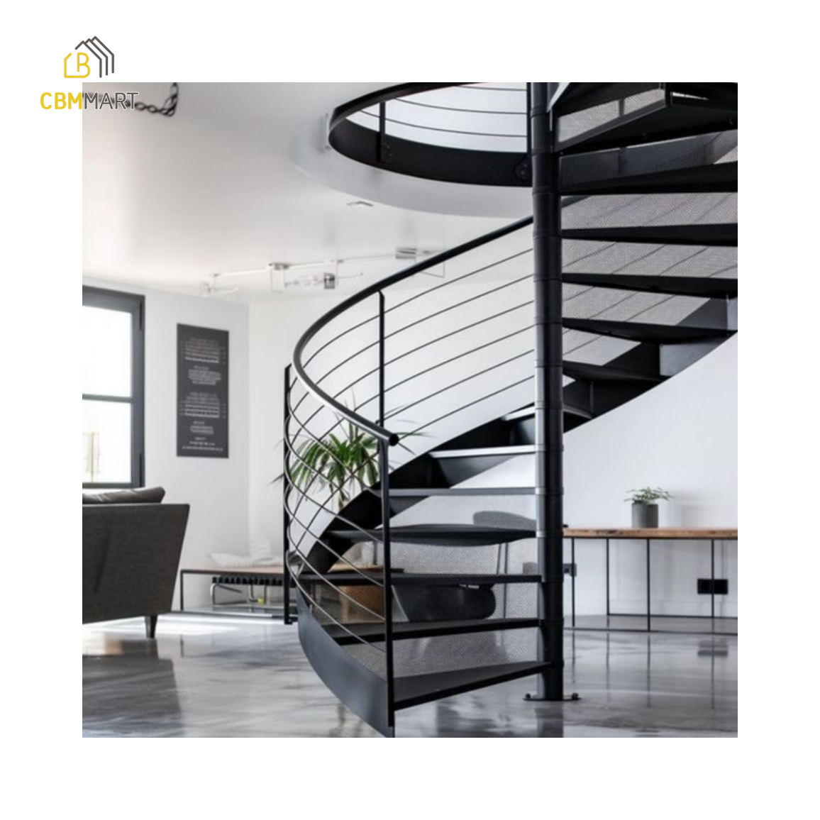 CBMmart home stairs construction ladders wooden stair steps spiral staircase indoor rof railing stairs