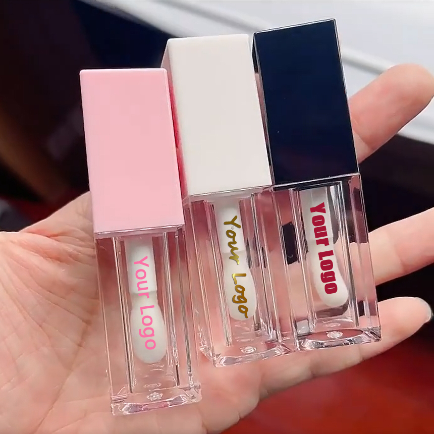 Private Label Custom square luxury lipgloss Tube empty lipgloss tubes Cosmetic Packaging 5ml Lip Gloss lip oil Tubes