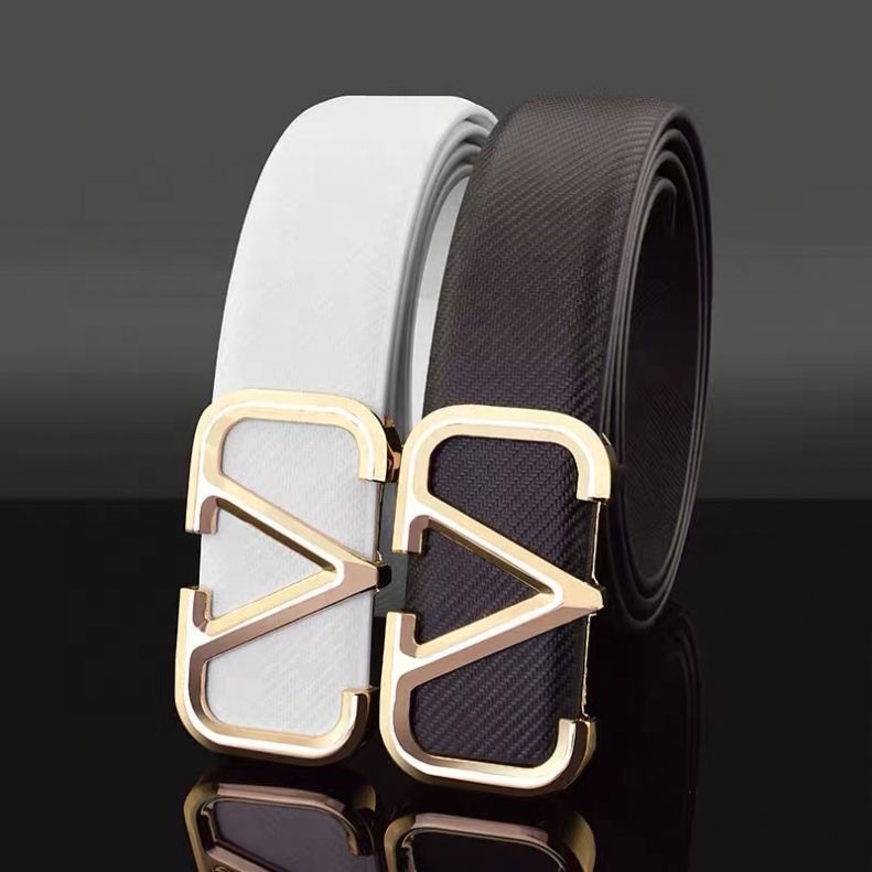 Custom V letter women waist belt western belt buckles pu leather belt full-grain leather