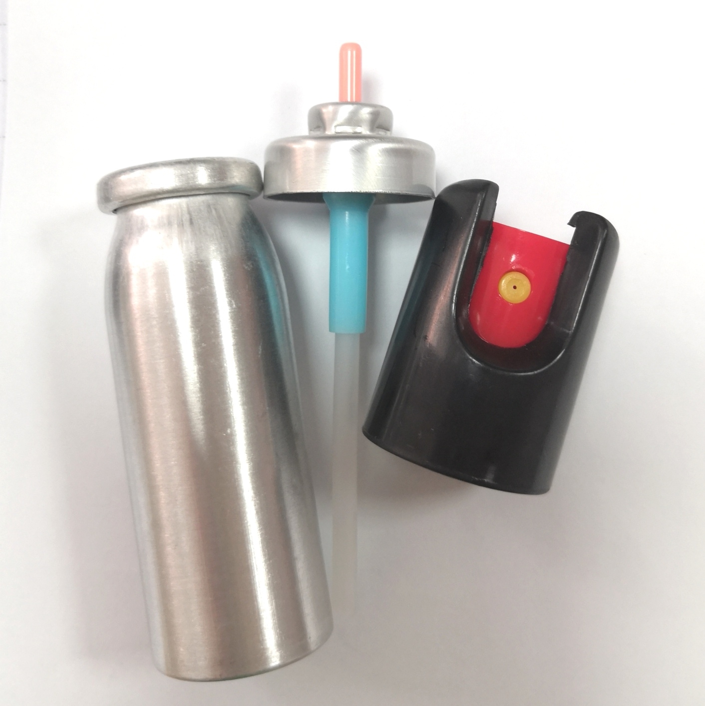 Disassembled 20mm pepper spray without keychain valve plastic cap actuator empty aluminum can 20ml pepper spray 22*68mm